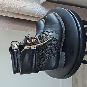 Lace detail combat Boots. Size 4